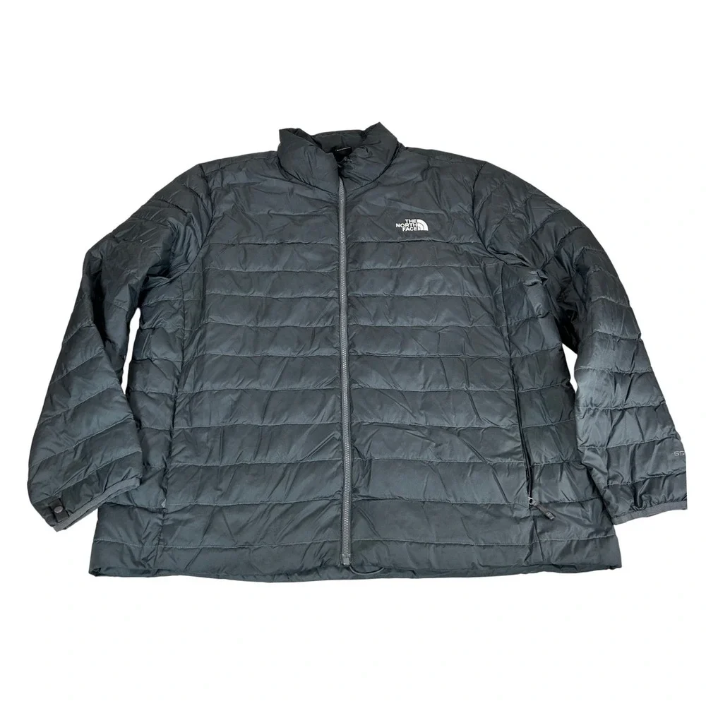The North Face 550 Down Puffer Jacket Mens XXL Gray Ripstop Full Zip Insulated